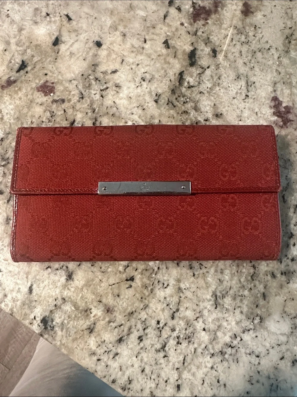 Gucci Orange-Red GG Monogram Continental Wallet